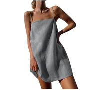 Robe courte d'été décontractée sans manches en coton et lin pour femme, robe caraco pour vacances, plage, couverture, petite taille, bretelles spaghetti, au-dessus du genou, robe tunique Mes commandes