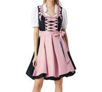 Robe courte Dirndl pour femme - Vert et rose - Avec chemisier Dirndl - Tablier Dirndl 3 pièces - Robe traditionnelle bavaroise - Élégante mode traditionnelle - Robe Dirndl moderne pour la fête de la