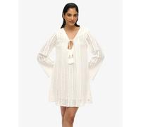 Superdry Ibiza Lace 3/4 Sleeve Short Dress Blanc L Femme
