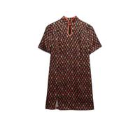 Superdry Mandarin Jacquard Short Sleeve Short Dress Noir XS Femme