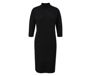 Robe courte en maille viscose cÃŽtelÃ©e Ã col montant manches 3/4 femme COMMA Noir 38
