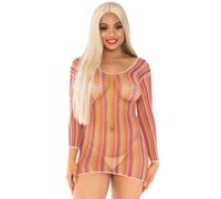 Leg Avenue – Robe 86158 mini sexy en résille Zig Zag multicolore – Taille unique