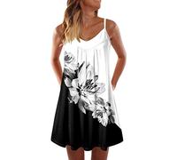 Robe Courte Femme Fleurie Longue Mi-Longue Chic élégante Sexy Robes Courte D'été Cou Rond Sans Manches Imprimé Floral Bohème Grande Taille Pas Cher 2023 Mode Rétro Mini Jupe De Plage Robe Sexy Femme