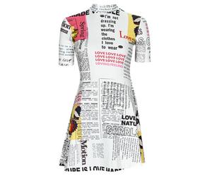 Robe courte femmes Desigual VEST_NEWSPAPER Blanc EU M