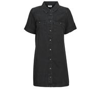 NOISY MAY Robe en Jean midi pour Femme Robe en Jean à Manches Courtes à la Mode NMNEW, Couleurs:Noir-2, Taille:L