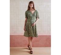 Robe courte fluide imprimée de grossesse olive 34