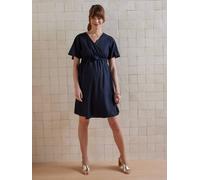 Robe courte fluide portefeuille unie grossesse et allaitement noir 36