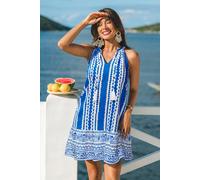 Robe courte géométrique à l’esprit escapade Bleu XS