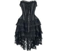 Robe courte Gothic de Gothicana by EMP - Robe Gothique Élaborée Avec Corset & Plus Courte À L'Avant - M à XXL - pour Femme - noir L