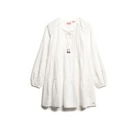 Superdry Ibiza Tiered Lurex Mini Long Sleeve Shirt Beige M Femme
