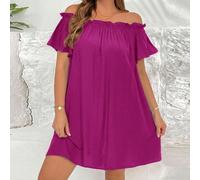 Robe courte noire décontractée et confortable d'été pour femmes grandes tailles, à une épaule, idéale pour les vacances, Ibiza, l'été européen, les thés, la plage et les brunchs 0XL,1XL,2XL,3XL,4XL,5X