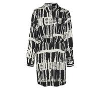 Robe courte noire et écrue à coupe droite fluide avec un col boutonné à revers S