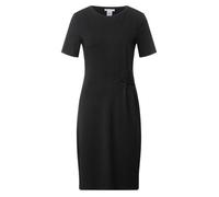 Robe courte noire unie avec une coupe droite un col rond et des manches courtes 44