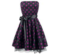 Robe courte Rockabilly de H&R London - Big Purple Dots - S à XL - pour Femme - noir/rose M