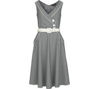 Robe courte Rockabilly de Voodoo Vixen - Robe Asymétrique Boutonnée Rayée - M à XXL - pour Femme - gris/blanc M