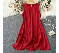 Robe courte sans manches en tissu texturé slim, élégante et confortable pour femmes rondes. Idéale pour les vacances, les thés, l'été européen, les brunchs et la Saint-Valentin 0XL,1XL,2XL,3XL,4XL,5XL