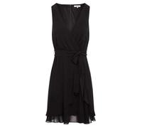 Robe courte sans manches noire unie avec une coupe ajustée et un col v 36