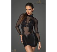 Robe Courte Wetlook Et Broderie Perlée Dos Nu F142