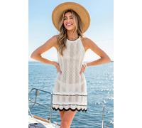 Robe cover up col rond sans manches Blanc M