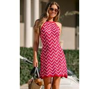 Robe cover up courte à chevrons col haut Rose M