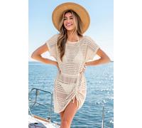 Robe cover up courte beige ruché sur le côté Neutre M