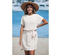 Robe cover up courte blanche col rond manches courtes Blanc M