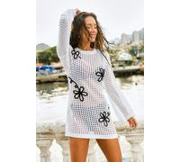 Robe cover up courte blanche florale Blanc M