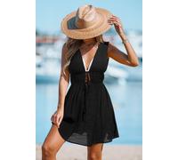 Robe cover up courte noire semi transparente Noir M