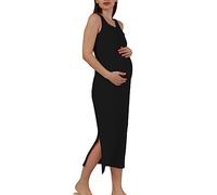 Robe crayon moulante sans manches en maille côtelée fendue sur le côté pour femme, Noir , M