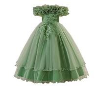 Robe Danse Fille Robes Enfant Fille Anniversaire Chic Et Elegant Dress De Carnaval Communionrobe Dentelle Plissée Tenue De Soirée en Tullerobe Fluide Vêtement pour Ceremonie Festival