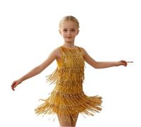 Robe Danse Latine pour Fille Costume à Franges compétition Salsa et Rumba | Robe de danse sans manches pour compétitions et soirées styles Cha-cha, salsa, rumba, danse de salon