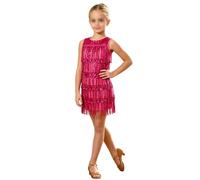 Robe Danse Latine pour Fille Costume à Franges compétition Salsa et Rumba | Robe de danse sans manches pour compétitions et soirées styles Cha-cha, salsa, rumba, danse de salon