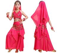 Robe Danse Orientale Enfant Classique India Belly Danse Costume Costume de Danse Mignon pour Filles Belly Dance Indienne 5 PCS Ensembles de Spectacle Robe Costume Déguisement Fille pour S-3XL