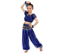 Robe Danse Orientale Enfant Classique Indienne Belly Danse Costume 2 Pièce Costume de Dance Mignon pour Filles Déguisement du Ventre Performance Tenues Déguisement Carnival, 4-11 Ans