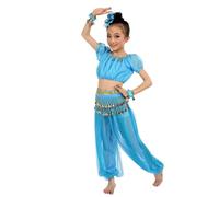 Robe Danse Orientale Enfant Fille Classique Indienne Belly Danse Tenues 2 Pièce Vêtement de Dance Mignon pour Filles Déguisement du Ventre Performance Tenues Fête Dancewear,4-11 (Sky Blue, 4-5 Years)