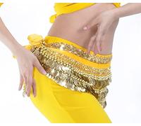 Robe Danse Orientale,Robe De Danse Orientale Ventre de Danse Hip Echarpe Venche Dancing Costume Monnaie avec des pièces en Argent Multi-rangée Performance(A)