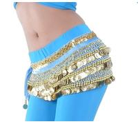Robe Danse Orientale,Robe De Danse Orientale Ventre de Danse Hip Echarpe Venche Dancing Costume Monnaie avec des pièces en Argent Multi-rangée Performance(Black Green)
