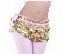 Robe Danse Orientale,Robe De Danse Orientale Ventre de Danse Hip Echarpe Venche Dancing Costume Monnaie avec des pièces en Argent Multi-rangée Performance(Sky Blue)