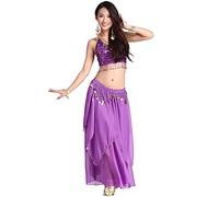 Robe Danse Orientale,Tenue Danse Orientale Femme 2pcs Set Femmes Costumes de danse du ventre for adultes Costumes de stade adulte Femme BellyDance Belly Dancing Costume de danse for femmes(Purple)
