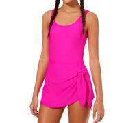 Robe de bain pour adolescentes sans manches avec bretelles en T, robe de couverture pour enfants, fine, douce, avec nœud, ruche, protection solaire, maillot de bain, à séchage rapide, pour la plage