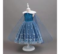 Robe de bal de jeune fille, robe de princesse, jupe bouffante en tulle à imprimé flocon de neige, col en fourrure blanche pailleté, cape avec étoiles et lune, costume de scène européen et moyen-orient