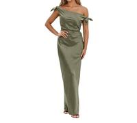 Robe de bal élégante avec ouverture d'une seule pièce tube en satin pour la mère de la mariée Robes de demoiselle d'honneur Robe en satin pour femme avec une épaule Robes longues de sirène, Vert