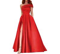 Robe De Bal en Satin Élégante Chic Dos Nu A-Ligne Fendue Spaghetti Sangle Couleur Unie Swing pour Bal Mariage Sexy Cocktail Robe de Soirée Longue Party Dress