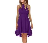 Robe de Bal Femme Robe Cocktail Mariage Robe de Cérémonie Robe Reveillon Nouvel an Robe Cocktail Femme Chic Robe Demoiselle Dhonneur Femme Couleur Champagne Robe Cocktail Violet M