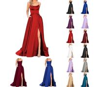 Robe De Bal Longue Femme Dos Nu Élégante Noir Doré - Criss-Cross en Satin - Robe De Fin D'études Sexy Chic - Robe De Soirée avec Poches pour Bal,Mariage,Cocktail