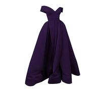 Robe de bal longue pour femme - Robe de soirée élégante - Épaules dénudées - Col en V - Robe de soirée longue - Couleur unie - Avec fente - Épaules dénudées - Robe de cocktail - Robe festive, bleu