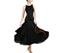 Robe de bal longue romantique en dentelle pour femme - Costume de danse tango valse pour scène, Noir , XXL