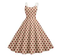 Robe de bal pour femme - Robe rockabilly sans manches - À pois - Vintage - Swing - Robe de coctail - Pour mariage - Longueur genou - Tunique élégante - Costume de carnaval - Robe de cocktail d'été