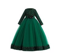Robe de bal pour filles en tulle pour grandes filles, robe de soirée à paillettes à manches 3/4, robe de concours de beauté, robes de princesse en tulle pour enfants, robe de bal formelle pour