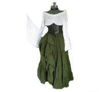 Robe de bal rétro gothique pour femmes pour Halloween ou les fêtes à thème médiéval (vert, taille M)